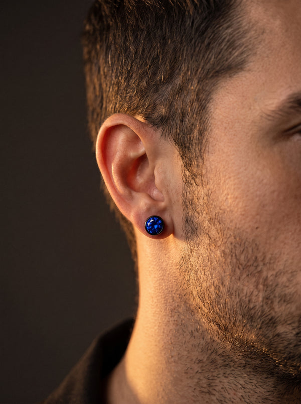 Boucle d’Oreille Homme BLEUE (Paire)