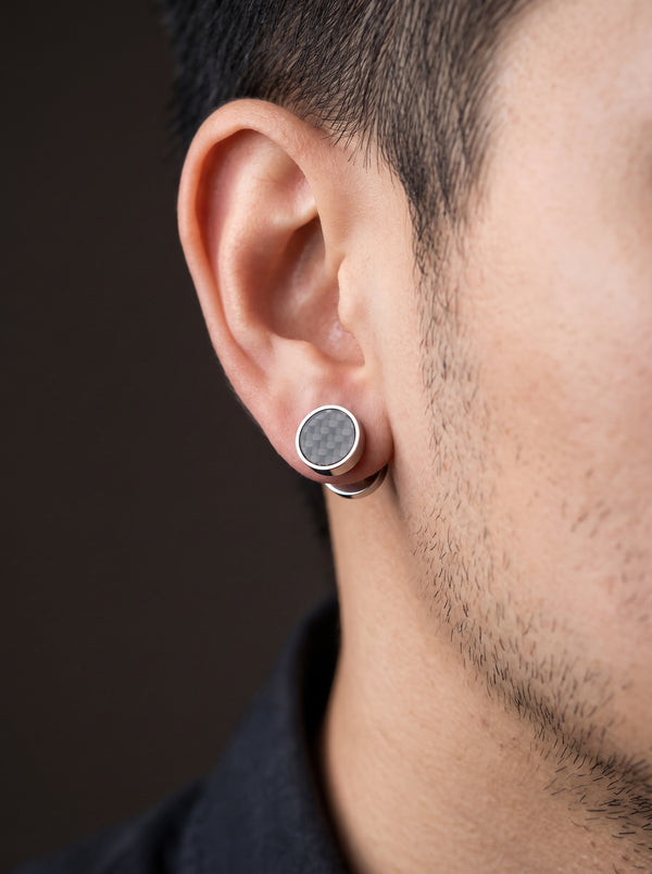 Boucle d’Oreille Homme CARBONE (Paire)