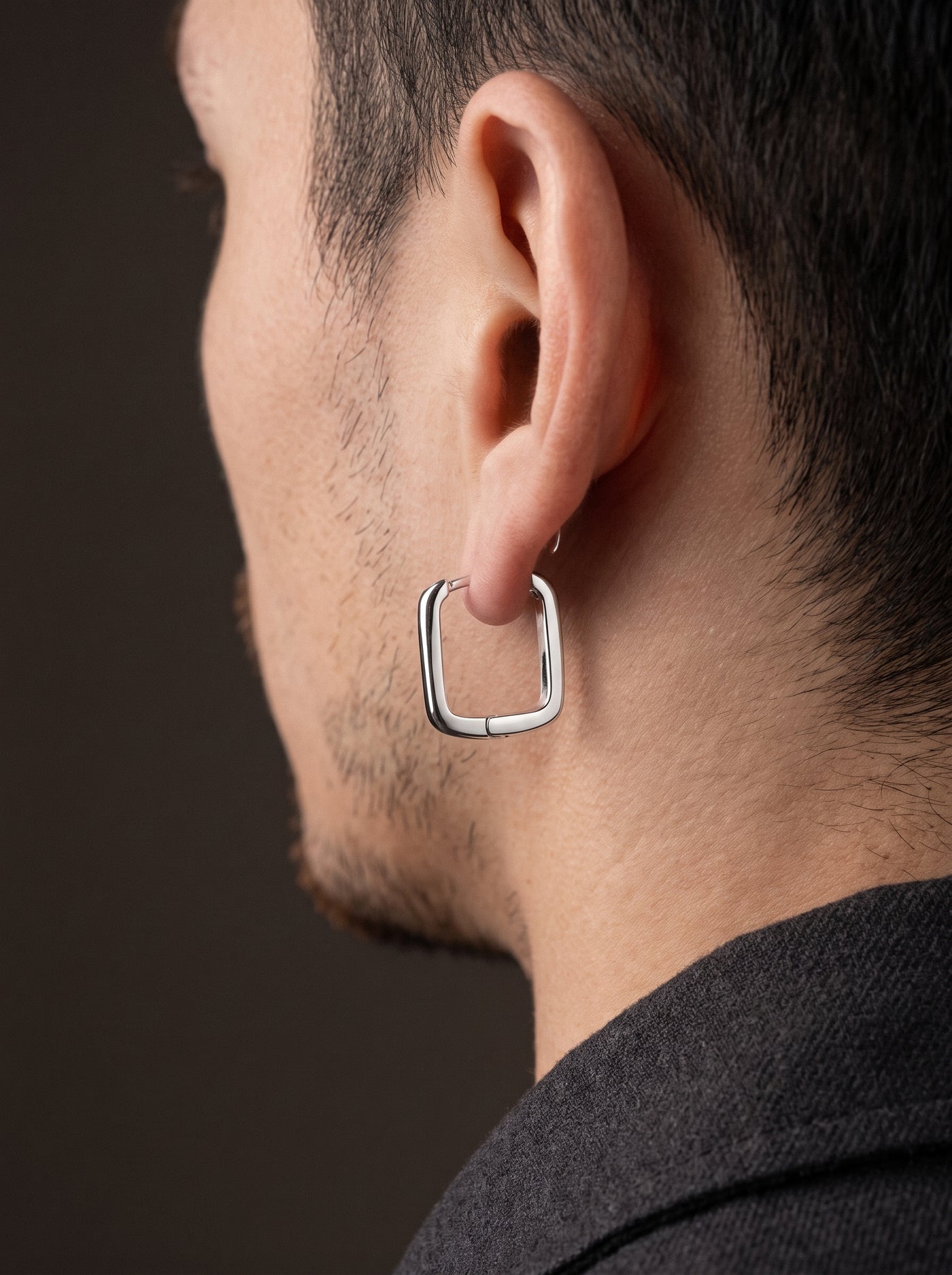 Boucle d'Oreille Homme CARRÉ Acier Inoxydable (Paire)