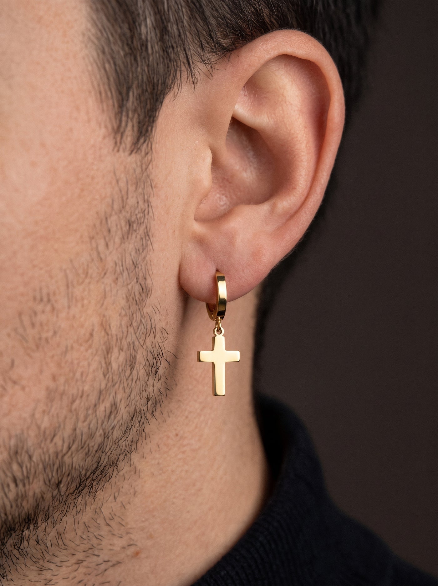 Boucle d'Oreille Homme CROIX OR (Paire)
