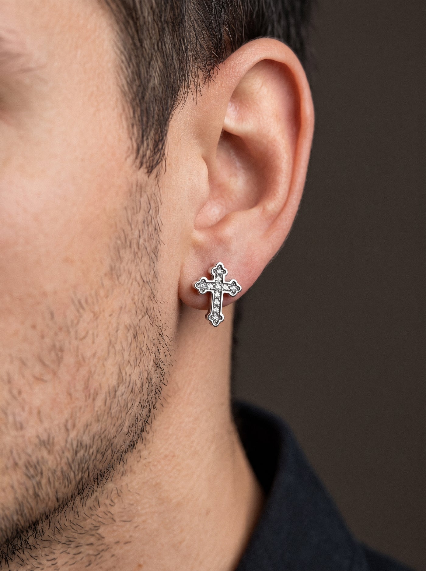 Boucle d'Oreille Homme CROIX (Paire)