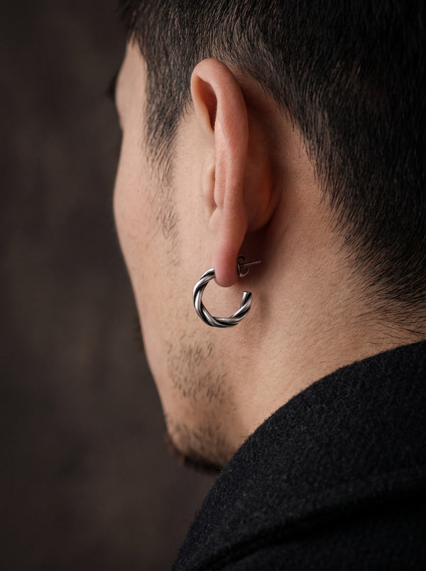 Boucle d’Oreille Homme DEMI ANNEAU (Paire)