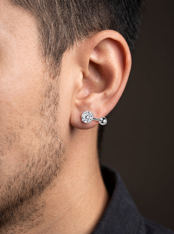 Boucle d’Oreille Homme DIAMANT acier inoxydable (Paire) - Boucles d’oreilles