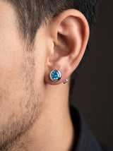 Boucle d'Oreille Homme DIAMANT BLEU (Paire) portee lifestyle Stag