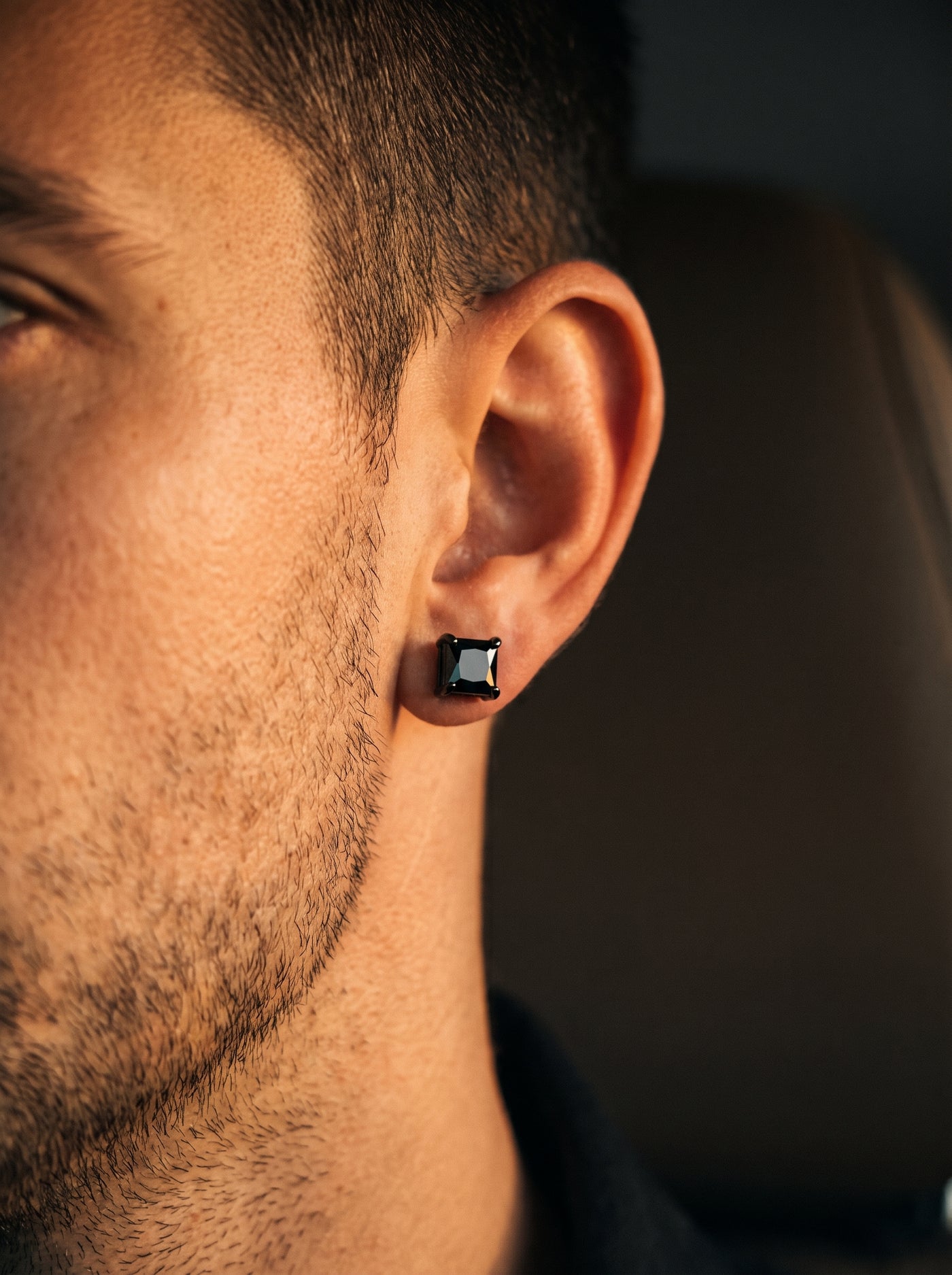 Boucle d'Oreille Homme DIAMANT CARRÉ (paire)