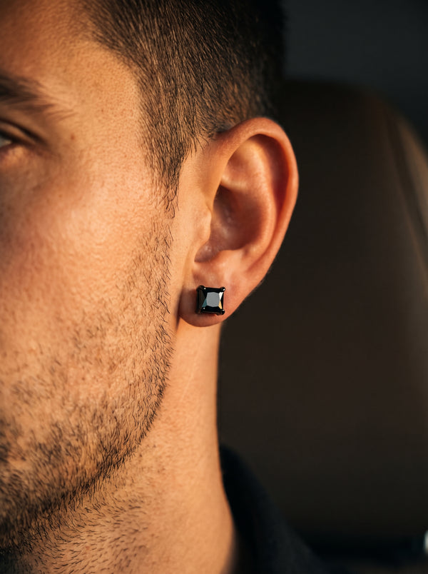 Boucle d'oreille diamant carré homme