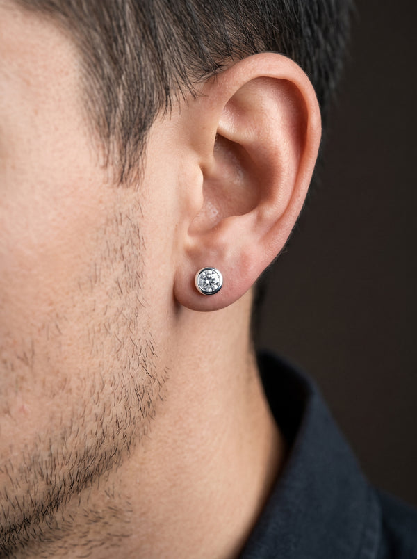 Boucle d’Oreille Homme DIAMANT ROND (Paire)