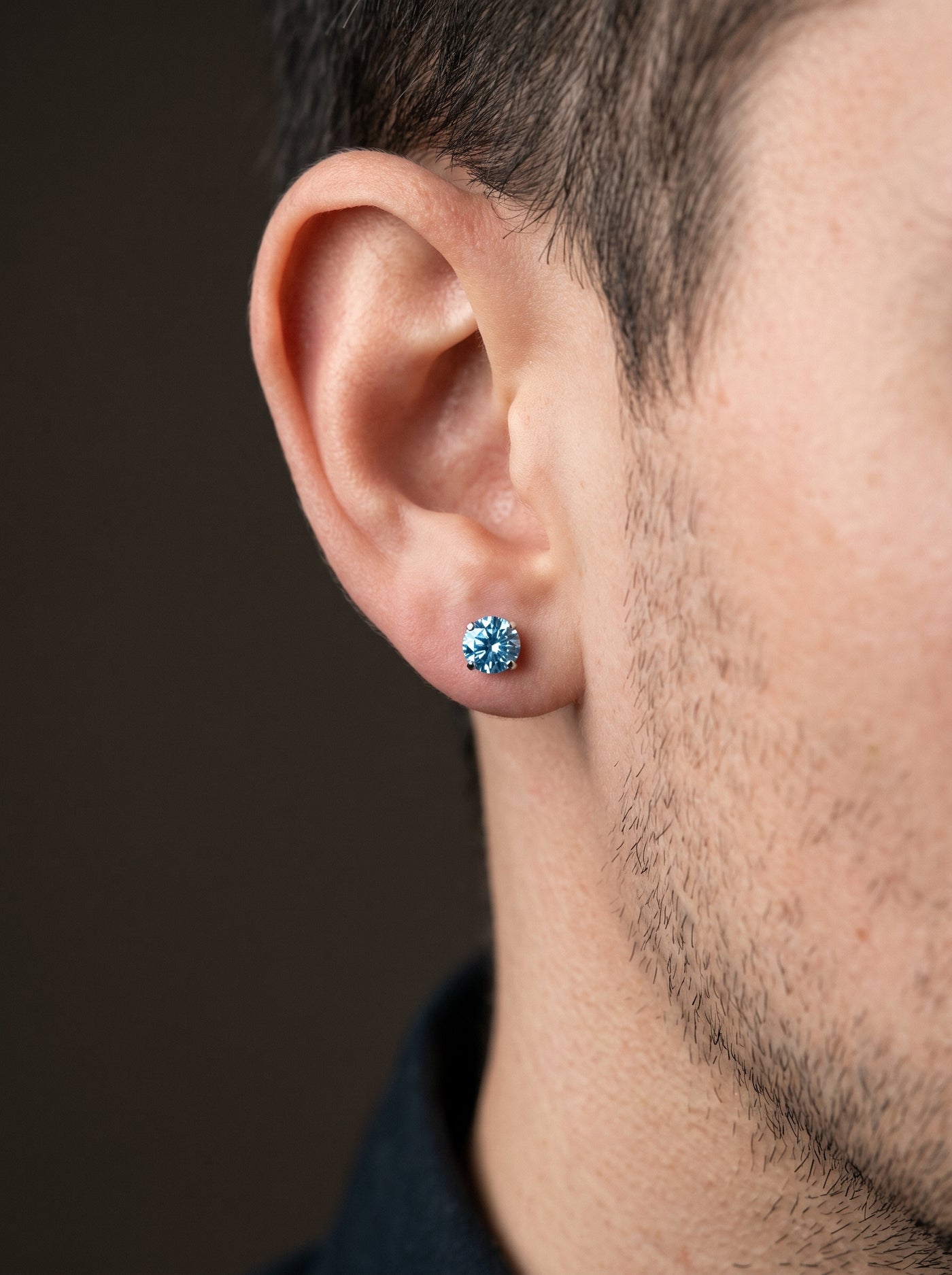 Boucle d'Oreille Homme DIAMANT TURQUOISE (Paire)