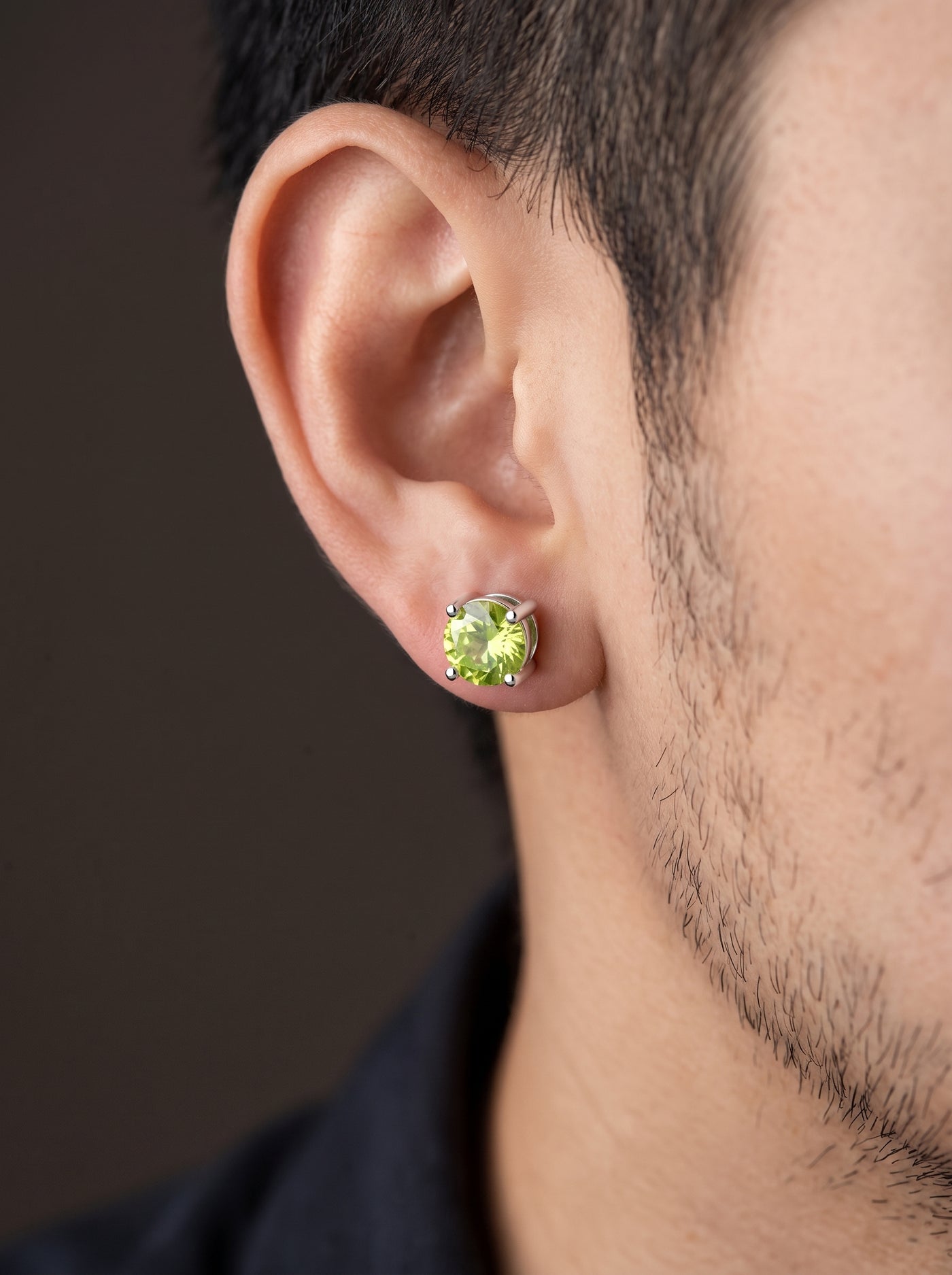 Boucle d'Oreille Homme DIAMANT VERT (Paire)