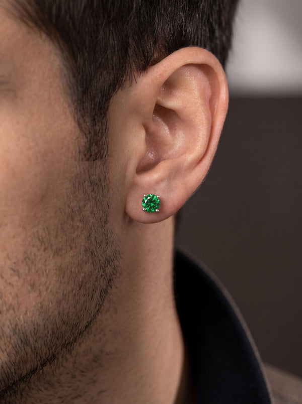 Boucle d’Oreille Homme ÉMERAUDE (Paire)