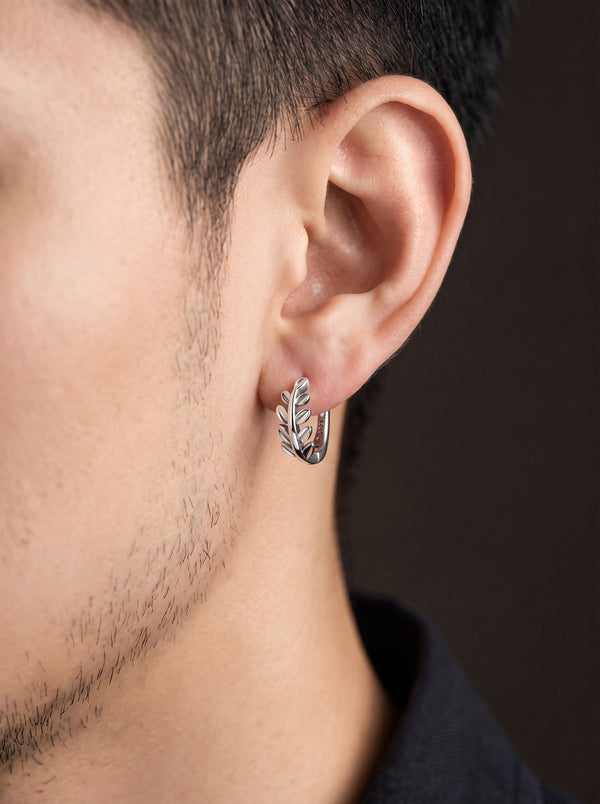 Boucle d’Oreille Homme FEUILLE LAURIER (Paire)