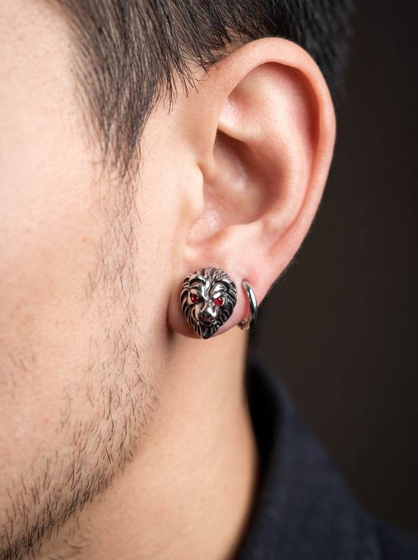 Boucle d'Oreille Homme tete de Lion