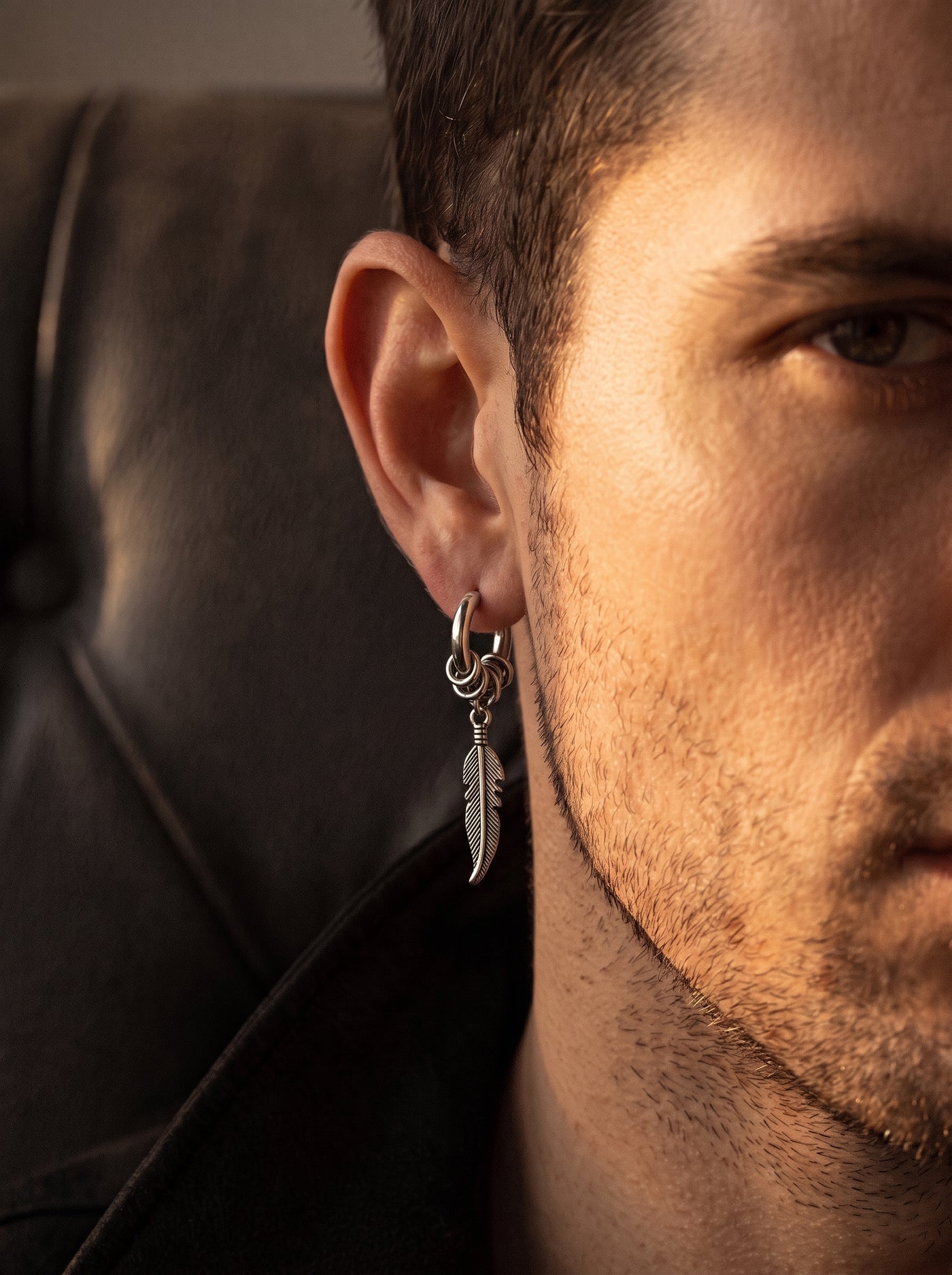Boucle d'Oreille Homme PLUME (Paire)