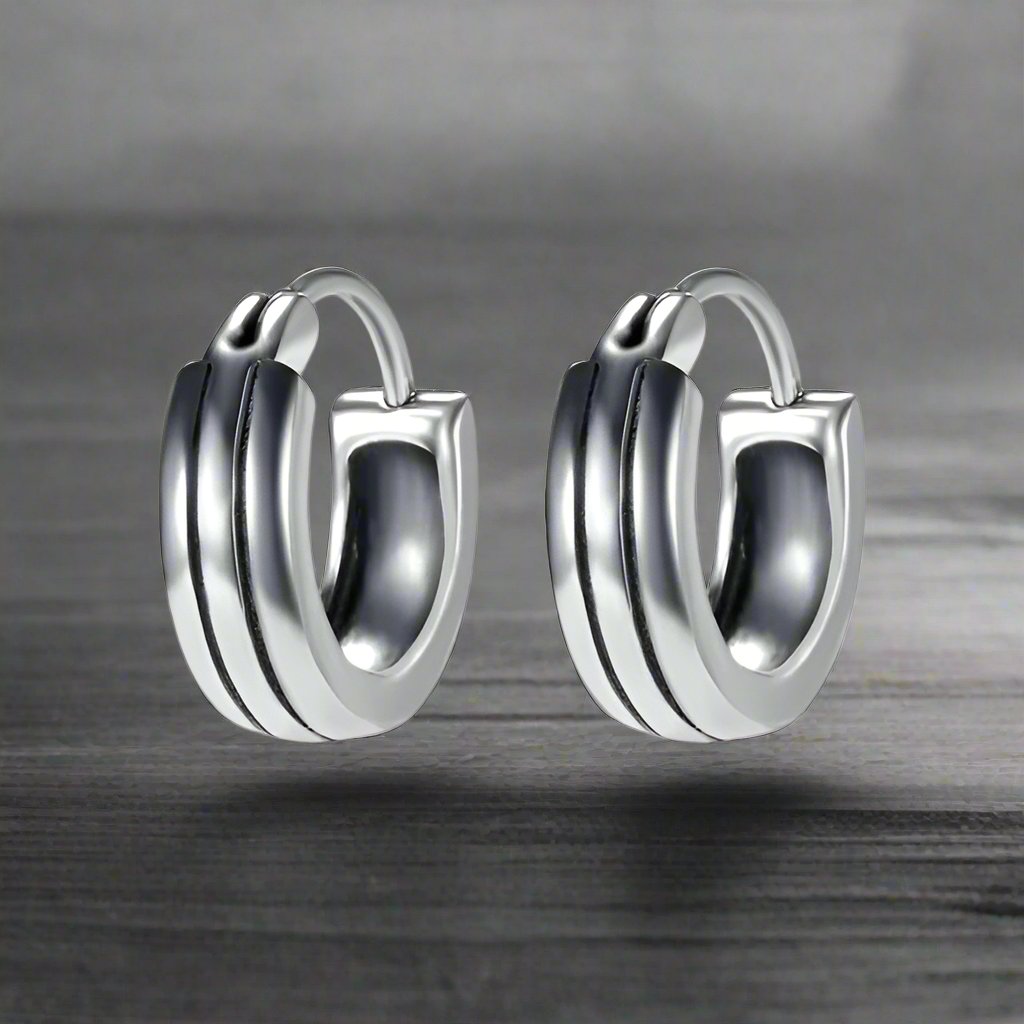 Boucle d'Oreille Homme Anneau Acier