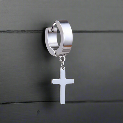 Boucle d'Oreille Homme ANNEAU CROIX
