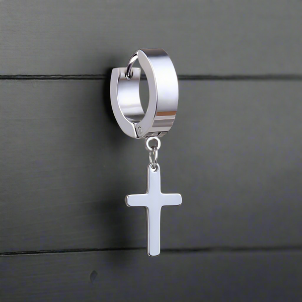 Boucle d’Oreille Homme ANNEAU CROIX