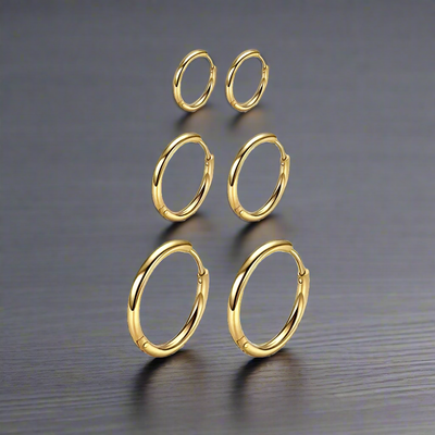 Boucle d'Oreille Homme ANNEAU DORÉ (Paire)