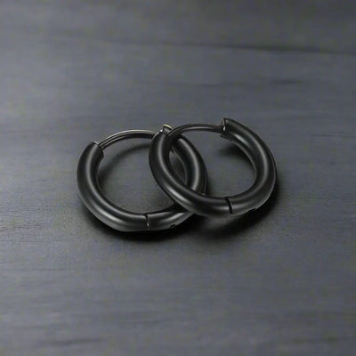 Boucle d'Oreille Homme ANNEAU NOIR (Paire)
