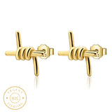 Boucle d'oreille homme barbelé doré