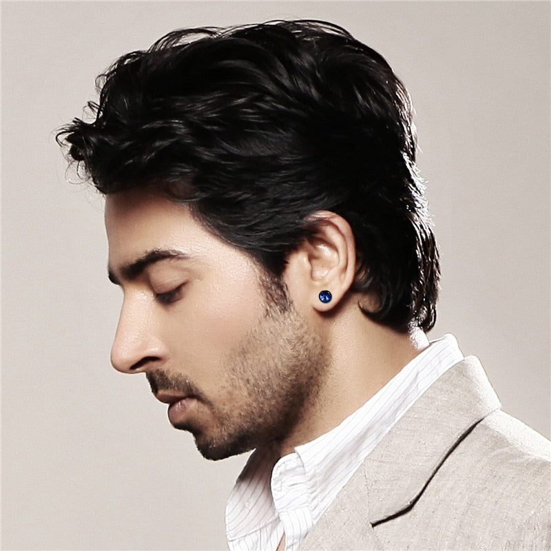 Boucle d’Oreille Homme BLEUE (Paire)