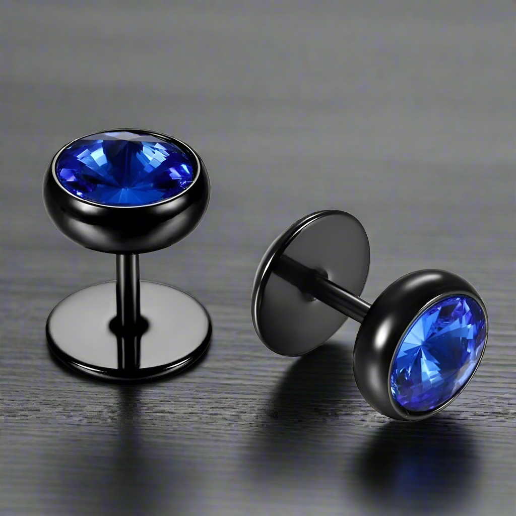 Boucle d’Oreille Homme BLEUE (Paire)