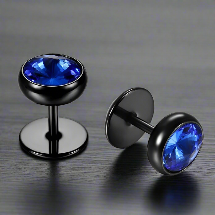 Boucle d'Oreille Homme BLEUE (Paire)