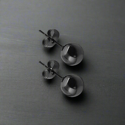 Boucle d'Oreille Homme BOULE NOIRE (Paire)