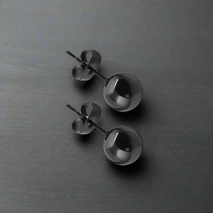 Boucle d'Oreille Homme BOULE NOIRE (Paire)