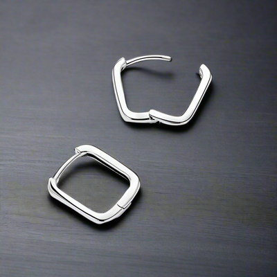 Boucle d'Oreille Homme CARRÉ ARGENT (Paire)