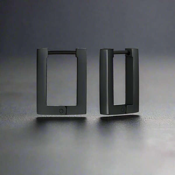 Boucle d’Oreille Homme CARRÉ NOIR (Paire)