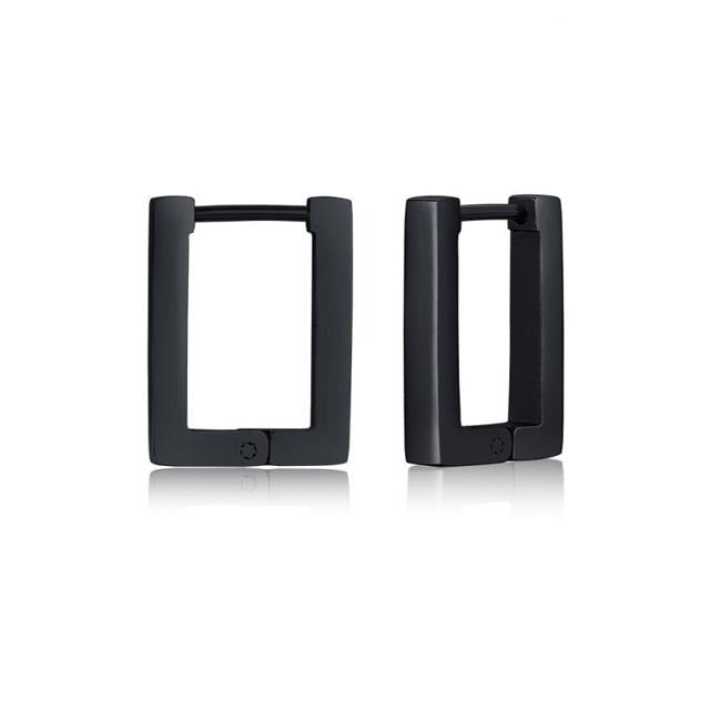 Boucle d'Oreille Homme CARRÉ NOIR (Paire)