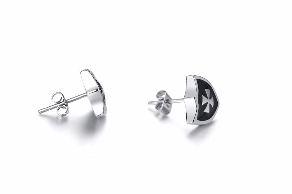 paire de clous d'oreille argent croix de malte