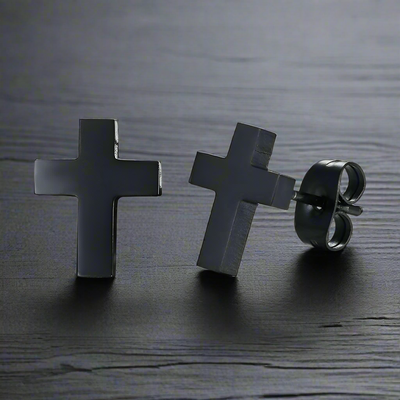 Boucle d'Oreille Homme CROIX NOIRE (Paire)