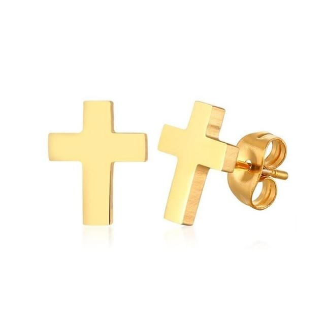 Boucle d'Oreille Homme CROIX OR (Paire)