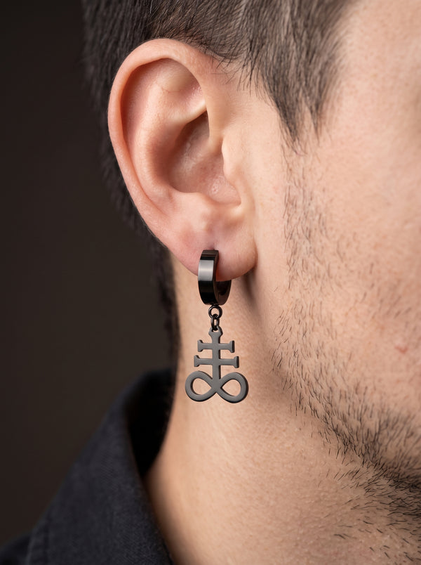 Boucle d’Oreille Homme CROIX SATAN (Paire)