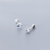 puces d'oreille argent diamant