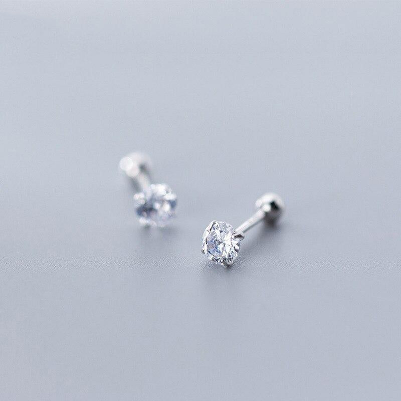 puces d'oreille argent diamant