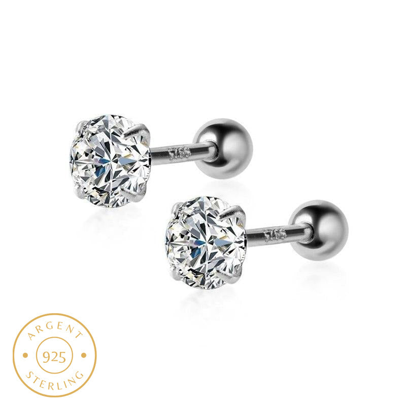 Boucle d'Oreille Homme DIAMANT ARGENT (Paire)