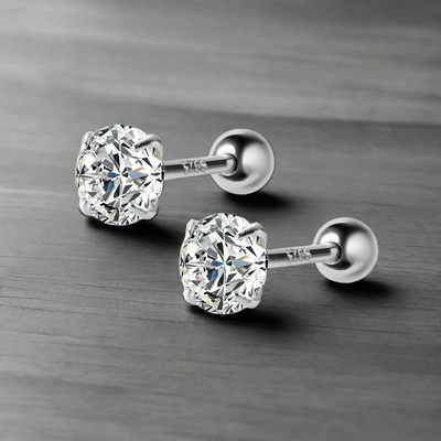 Boucle d'Oreille Homme DIAMANT ARGENT (Paire)