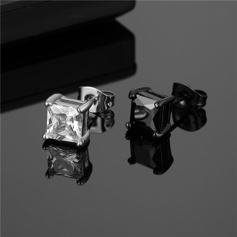 Boucle d'Oreille Homme DIAMANT CARRÉ (paire)