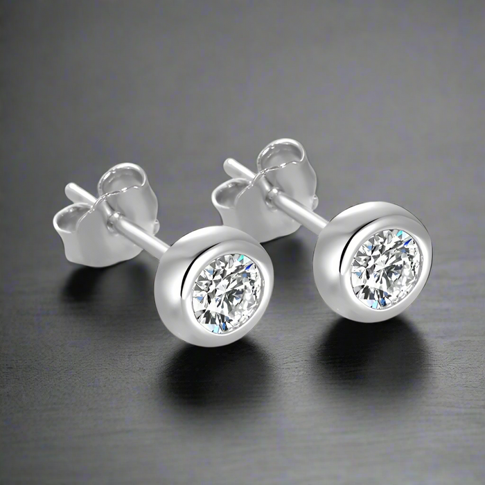 Boucle d'Oreille Homme DIAMANT ROND (Paire)
