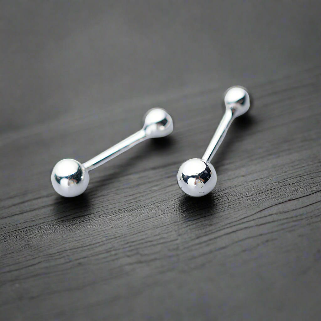 Boucle d’Oreille Homme DOUBLE BOULE (Paire)