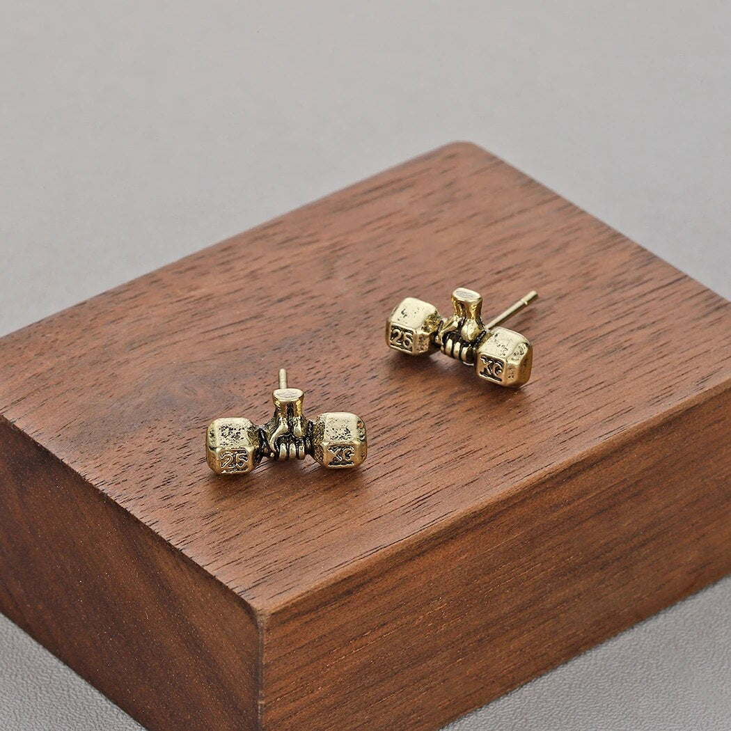 Boucle d'Oreille Homme Haltère or