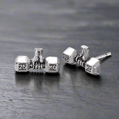 Boucle d'Oreille Homme HALTÈRE (Paire)