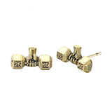 Boucle d'Oreille Homme Haltère doré