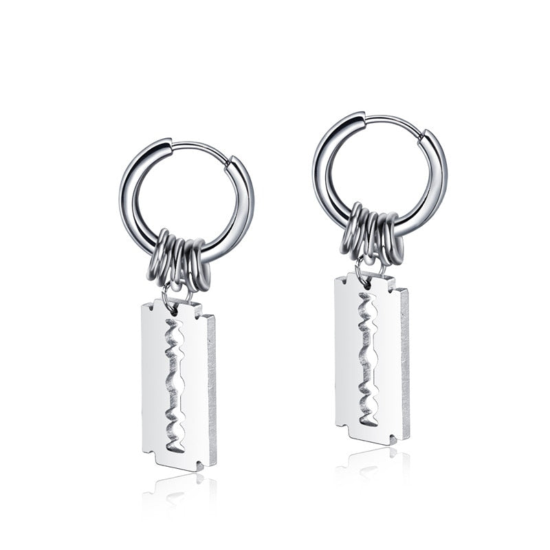 Boucle d'Oreille Homme LAME DE RASOIR (Paire)