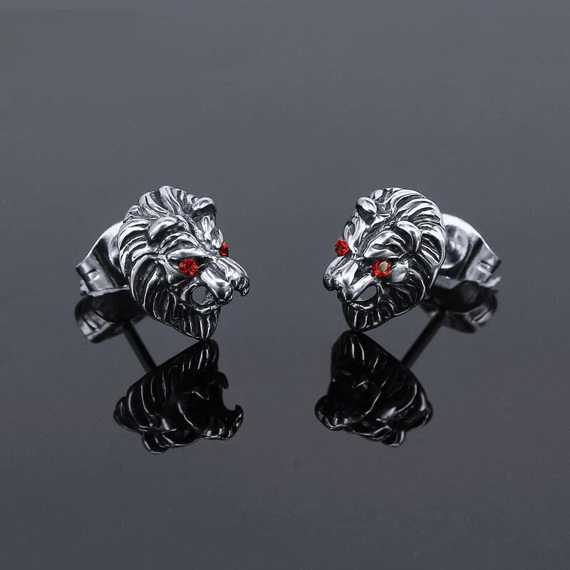 Boucle d'Oreille Homme tete de Lion