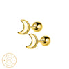 boucle d'oreille homme lune dorée