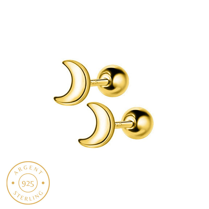 boucle d'oreille homme lune dorée