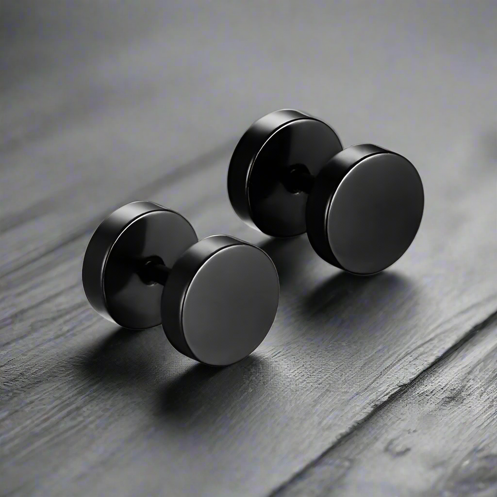 Boucle d’Oreille Homme NOIRE PLATE (Paire)